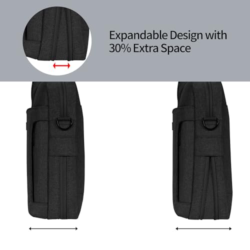 Laptop Shoulder Bag, 13-13.3-14-15-15.4-15.6-16-17.3-18 Inch Laptop/Tablet, Water-Repellent Fabric, Business for Men Women (15-16 inch, Black)3