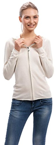 Citizen Cashmere Long Sleeve Zip Up Hoodies Sweaters for Women - Slim Fit Hoodies (Medium, White) 41 102-01-02