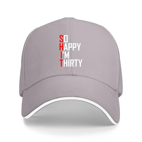 wuvhpxzz Casquette de baseball humoristique pour 30e anniversaire avec inscription « So Happy I'm Thirty 30 Year Old », tdibz-Color6, Taille unique