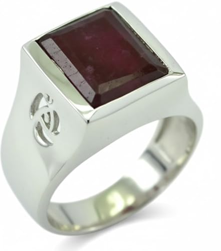 Image of 55Carat Genuine Indian Ruby Ring Handmade Sterling Silver Square Chakra Healing Size 5,6,7,8,9,10,11,12