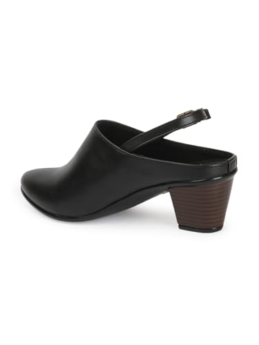 Image of Carlton London Women Comfortable Block Heel Round Toe Fashion Mule Shoes with Backstrap for Office, Casual and Formal Use
