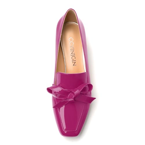Image of Womens Loafer with Heel, Comfortable Chunky Heels for Women, Loafers Shoes with Bowknot Womens Bunion Dress Shoes