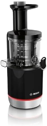 Bosch Entsafter SlowJuicer, vitaminschonendes Entsaften, Kaltpresse, sehr leise, leichte Reinigung, 3 Filter, für hartes Obst und Gemüse, BPA-frei, 150 W, schwarz, VitaExtract MESM