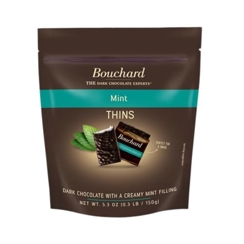Bouchard Dark Chocolate Mint Thins (72% Cacao) 5.3 OZ (.3 LB/150g) (Pack of 2)