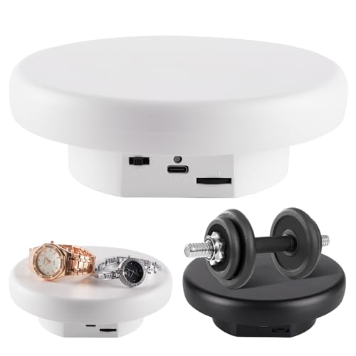 Image of 360 Electric Rotating Platform with Type-C Cable, 6.3in / 15lb Motorized Rotating Display for Jewelry Photography Products Live Show Video shoot, Mushroom Rotating Stand for 3D Model Cake White