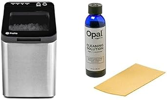GE Profile Opal 1.0 Nugget Ice Maker with Cleaning Supplies Kit for Countertop Pebble Ice Maker | Portable Ice Machine Makes up to 34 lbs. of Ice Per Day | Stainless Steel Finish Bundle