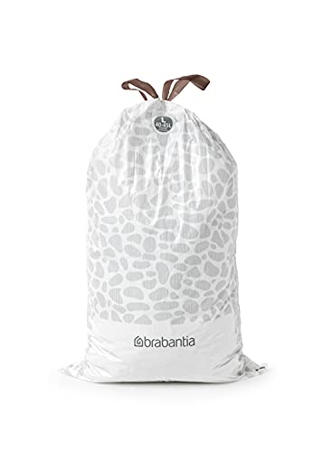 Brabantia PerfectFit Trash Bags (Size L/10.6-12 Gal) Thick Plastic Trash Can Liners with Drawstring Handles (40 Bags)