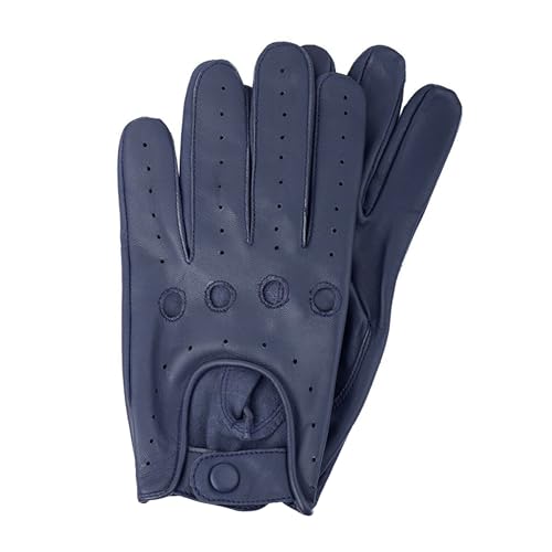Colorlinx Luvas de couro para homem, estilo retro, clássico, vintage, sem forro, para homem,, Azul Marinho