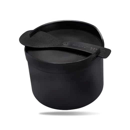 REISHUNGER Mikrowellen Reiskocher (1,7 l) - schwarz - Für perfekt gegarten Reis in nur 12 Minuten - Spülmaschinengeeignet