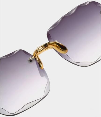 Óculos De Sol Feminino Quadrado Dourado Grande Sem Aro Square Degradê