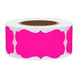 Hybsk 300pcs Fluorescent Pink Christmas Gift Stickers Blank Jar Canning Labels 1.25 x 2.28 Inch Holiday Present Tags