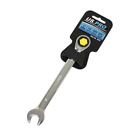 US PRO Tools 17mm Ratchet Spanner Wrench 72 Teeth Open & Ring End Wrench 3578, Silver - Image 2