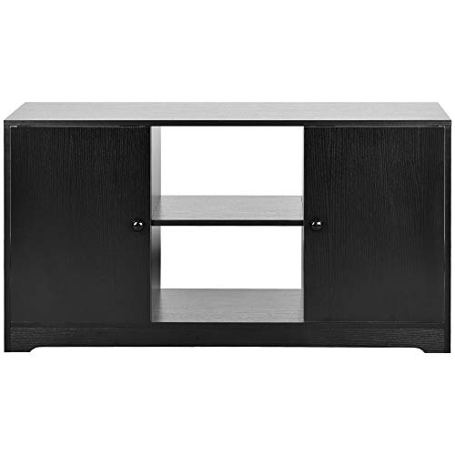 Xueliee - Mueble de TV con 2 puertas y estantes, 43 pulgadas, color negro