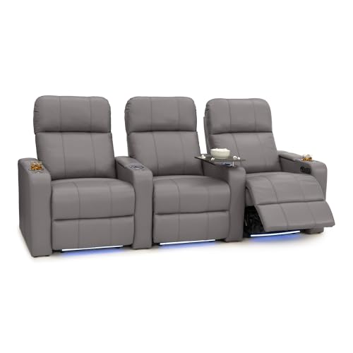 Image of Seatcraft Monterey Home Theater Seating Gray Row of 3