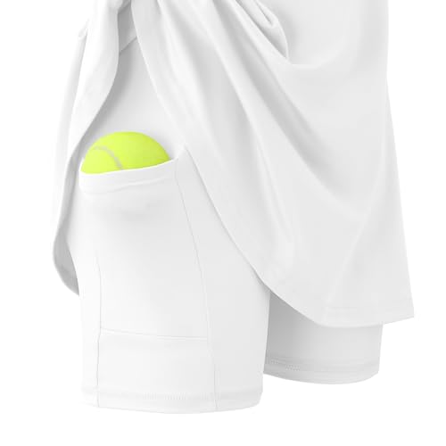 Image of Girls Tennis Dress Golf Outfit Sleeveless Athletic Dresses Polo V Neck Sport Skirt with Pockets 4-13Y