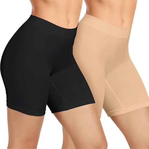 Reviews de Pantalones moldeadores para Mujer los más solicitados. 47 XZROAD 2 Piezas Boxer Tipo Shorts Invisible con Cintura Alta,Pantalones Cortos lnvisibles Sin Costuras Ultra Ligeros,Calzon Faja Colombiana Mujer Moldeadora Shorts con Efecto...
