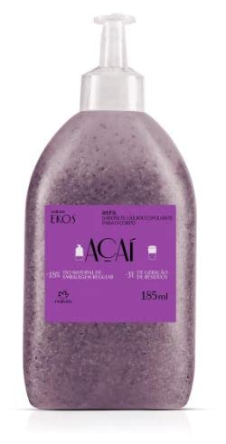 naturaLinha Ekos (Acai) - Sabonete Liquido Esfoliante Corporal (Refil) 185 Ml - (Ekos (Acai) Collection - Exfoliant Body Liquid Soap (Refill) 6.25 Fl Oz)