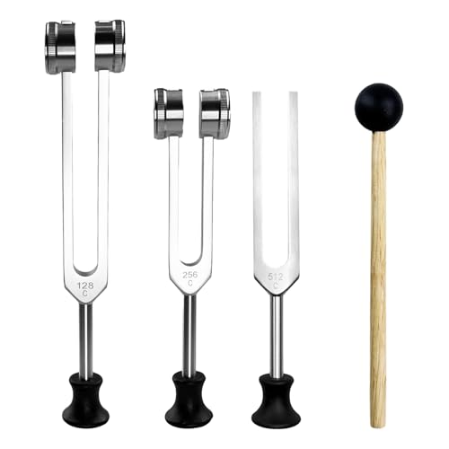 Diapason 128 Hz et 256 Hz en alliage d'aluminium avec marteau pour thérapie sonore et méditation