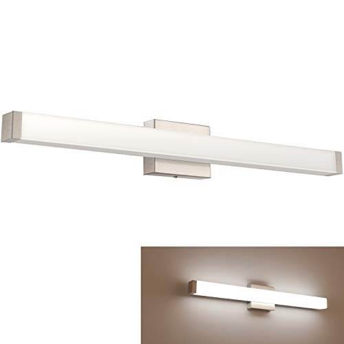Image of Bathroom Vanity Light Brushed Nickel Square LED 24 inch 14W 4000K Natural White Light Wall Bar Lighting Fixtures Over Mirror (Brushed Nickel, 40in)