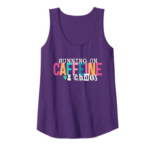Running On Caffeine And CHaos Funny Coffee Women Men Tank Top