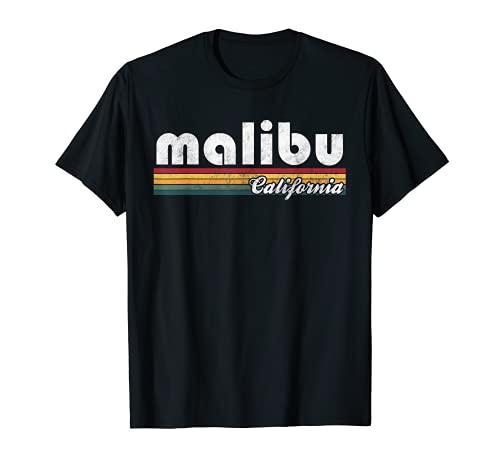 Malibu California Vintage 70's 80's Retro Style Hombres Mujeres Camiseta