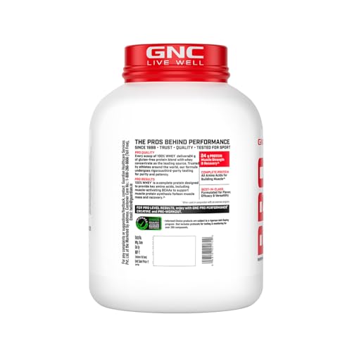 Image of GNC Pro Performance 100% Whey Protein | New Formulation | 24g Protein, 5.7g BCAAs, 12.3g EAAs | Added DigeZyme | Whey Isolate & Concentrate Blend, Low Carb (4.51g), No Added Sugar | Kesar Pista, 1.81Kg