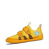 Affenzahn Barfußschuh Baumwolle Lucky Klettverschluss Vegan rutschfest Flexibel Reflektierend für den Sommer in Größe 21-32 Tiger - Gelb