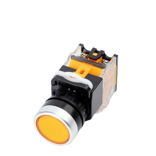 Interrupteur de commande 22mm pour panneau électrique avec voyant LED jaune LA38