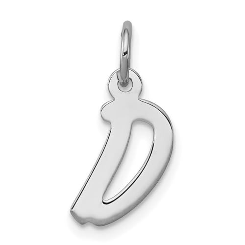 Collar con colgante de plata de ley 925 maciza pulida con letra pequeña, monograma personalizado con inicial D, mide 19 x 8 mm de ancho, joyería para mujer, Plata esterlina