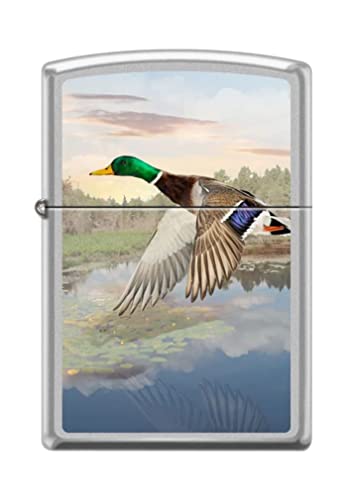 Zippo Lighter- Duck Mallard Satin Chrome Windproof Lighter #