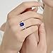 Yaresul Women's Sapphire Ring 10x8mm 925 Sterling Silver Sapphire Engagement Ring for Women September Birthstone Rings Paved Cubic Zirconia Wedding Rings Size 8