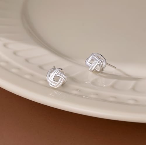 SLUYNZ 925 Sterling Silver Love Knot Stud Earrings for Teen Girls Women Twisted Stud Earrings Ball3