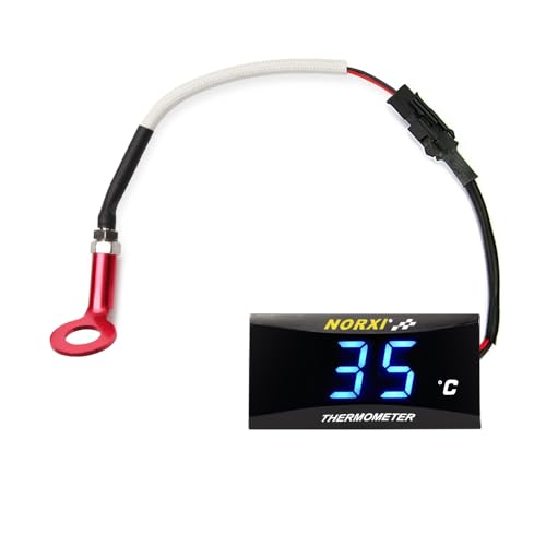 Norxi Cylinder Head Temperature Meter Engine Temperature Gauge with 10mm 14mm Probe Sensor Adapter (Blue,10mm)