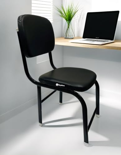 Image of Comfortable Office Study Computer Library Visitor Chair Without Arm Rest With Iron Frame And Cushion Seat Back, Chair Without Wheels, Black