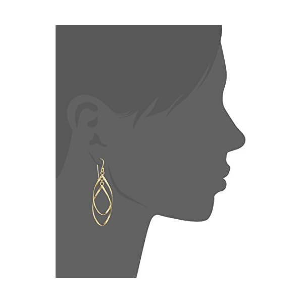 Amazon Collection Gold Plated Sterling Silver Double Elongated Oval Twist French Wire Drop Earrings