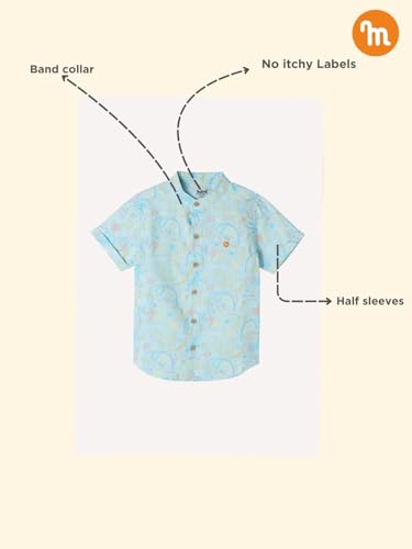 Milou Cotton Half Sleeve Mandarin Collar Printed Shirt - Light Green - Image 3 thumbnail