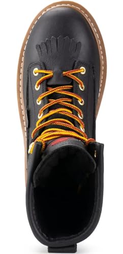 SUREWAY Men's 8" Waterproof Steel-Toe Logger Work Boot,Superior Oil/Slip Resistant,Thicker Full Grain Leather,Wedge Rubber Sole,EH Rated3