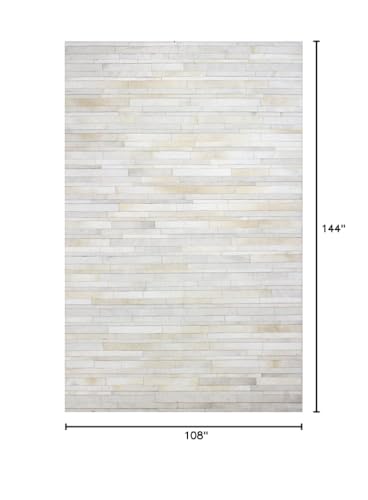 Tapete de cuero natural 9x12 para sala con diseño a rayas miniatura 3
