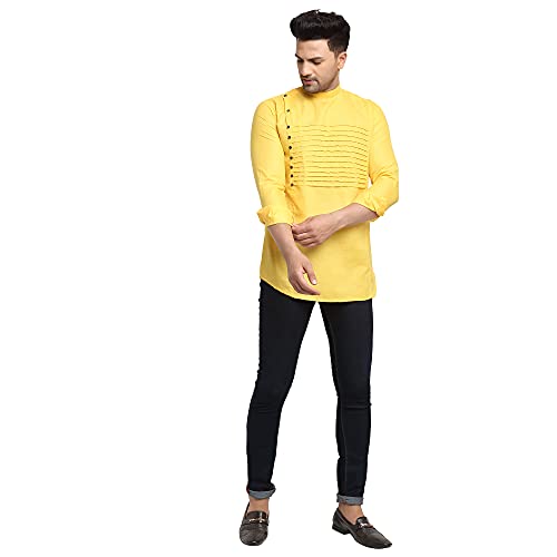 Image of SAIFOO Men's Rich Cotton Blind Short Kurta