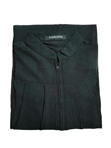 Girls Abaya Muslim Dress with Front Zipper 2 Pockets Dress Long Sleeve Solid Islamic Prayer Clothes for Kids4