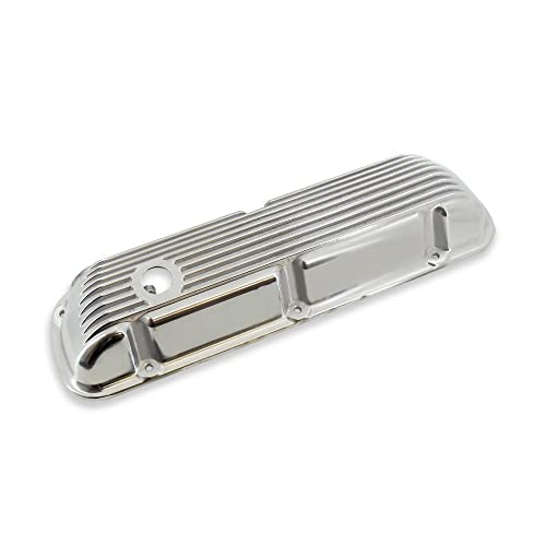 Demotor Performance Finned Polished Aluminum Short Valve Covers For 1964-1973 Small Block Ford 260 289 302 351W Engines #TOP3