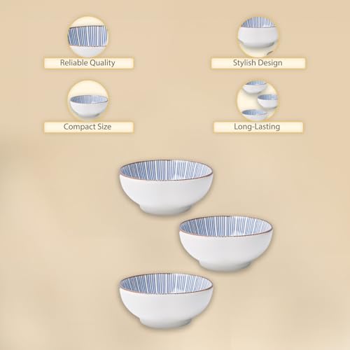 Image of MARKET 99 Ceramic Chutney Bowl Set of 3 (100ml) | Small Katori Bowls for Dips, Sauces, Pickles & Condiments | Mini Serving Bowls for Dining Table | Stylish White Dip Bowls Set
