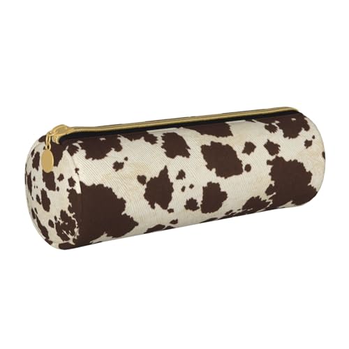 Aoojanu Cow Print Leather Pencil Case Zipper Pen Makeup Cosmetic Holder Pouch Stationery Bag For School Work Office
