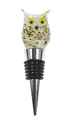 Glass Owl Wine Stopper - Champagne/Wine Bottle Stopper, Decorative, Colorful, Unique, Eye-Catching Glass Wine Stoppers – Owl Decor, Wine Accessories Gift For Host/Hostess - Wine Corker/Sealer #TOP3