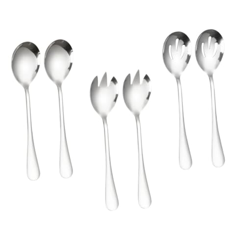 1 Set Salad Spoon Tea Spoons Noodle Strainer Pasta Sporks Spoons Korean Spoons Tea Scoop Spoon Salad Sporks Western Flatware Salad Fork Western Tableware Stainless Steel Silver Unomor