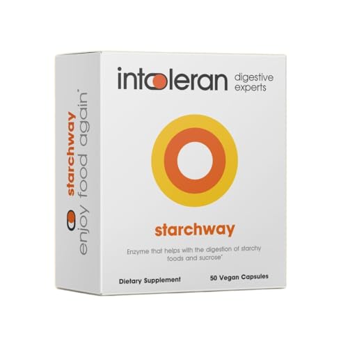 Intoleran Starchway Digestive Enzymes - 50 Capsules Supplement for Starch & Sucrose | Helps Digest Sugars & Starchy Foods | Invertase & Gluco-Amylase Enzymes | Pure & Vegan | Low FODMAP