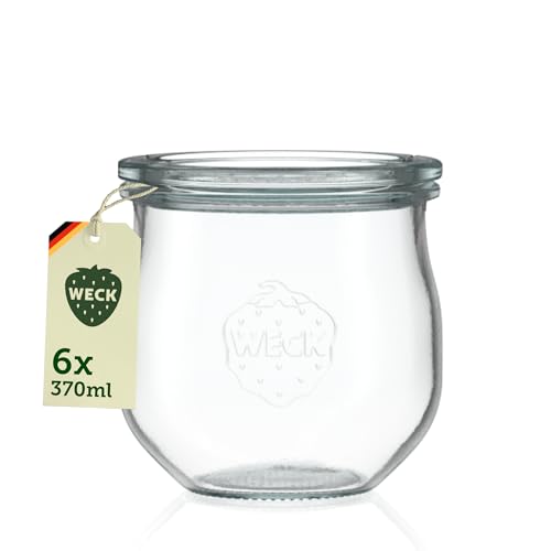 Weck Gläser 320ml 6er Set mit Deckeln Tulpenform robuste stapelbare Einkoch- & Einweckgläser - ideal für Meal Prep Overnight Oats Dessert & Marmelade wiederverwendbar Made in Germany