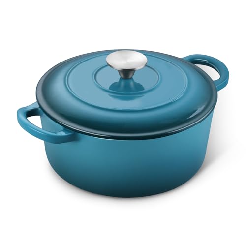 E-far 3 Qt Enameled Cast Iron Dutch Oven with Lid,