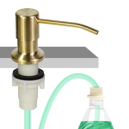 Soap Dispenser for Kitchen Sink Built in Sink Soap Dispenser Countertop Soap Dispenser Pump with 47 Extension Tube kit No Need to Fill Little Bottle Again Golden