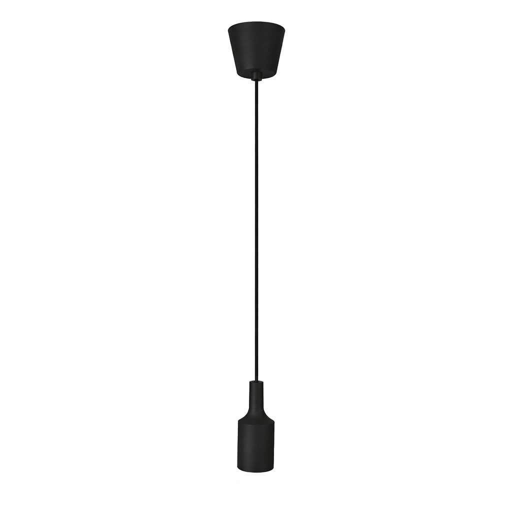 TRIPPING Black Hanging Pendant Holder with Fabric Cord E27 Socket 60W Max Ceiling Light Holder for Home Kitchen Dining Bedroom Café Modern Minimalist Hanging Lamp Fixture-image-20